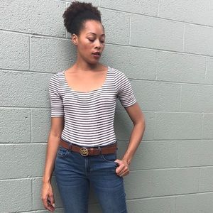 Black & White Striped Bodysuit.